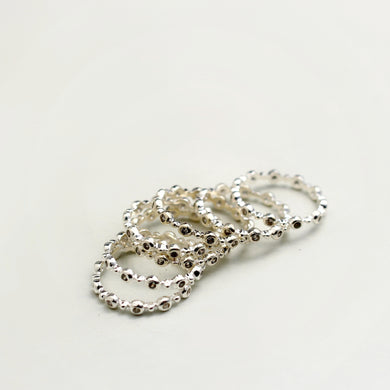 SILVER AND ZIRCON SET OF STACK RINGS