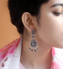 Silver black onyx earrings