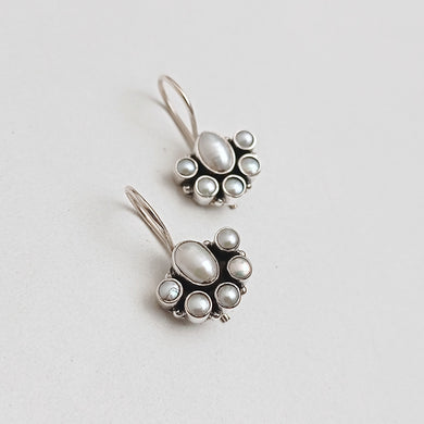 Pearl and silver earrings
