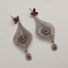 PINK STONE SILVER EARRINGS
