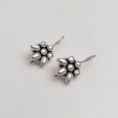 Pearl and silver earrings