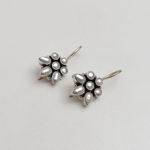 Pearl and silver earrings