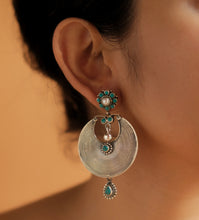 SILVER TURQUIOSE AND PEARL EARRINGS