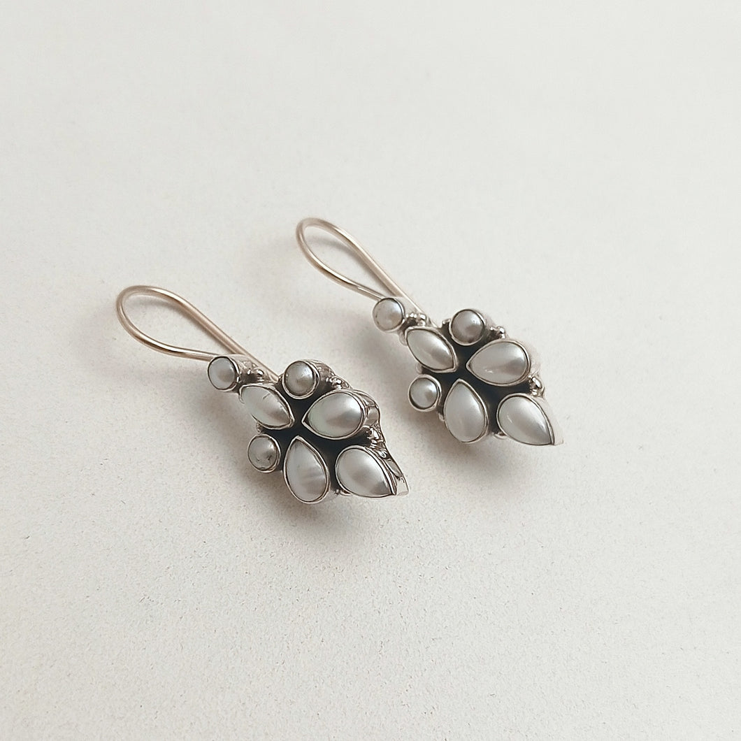Pearl and silver earrings