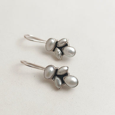 Pearl and silver earrings