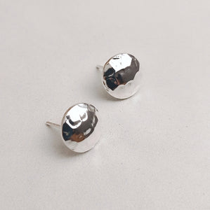 Unisex hammered silver  ear studs