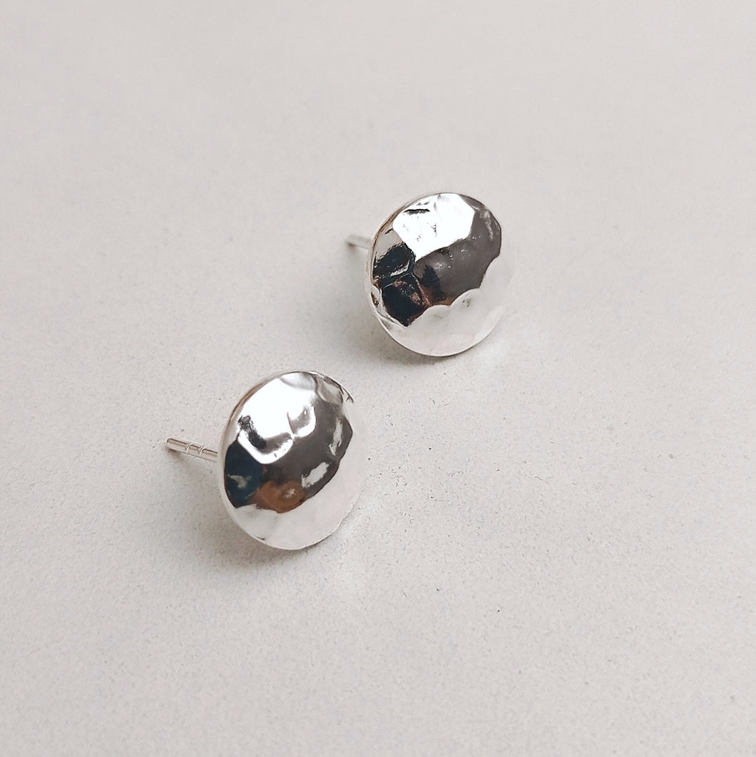 Unisex hammered silver  ear studs