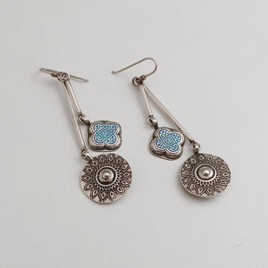 SILVER BLUE  ENAMEL EARRINGS