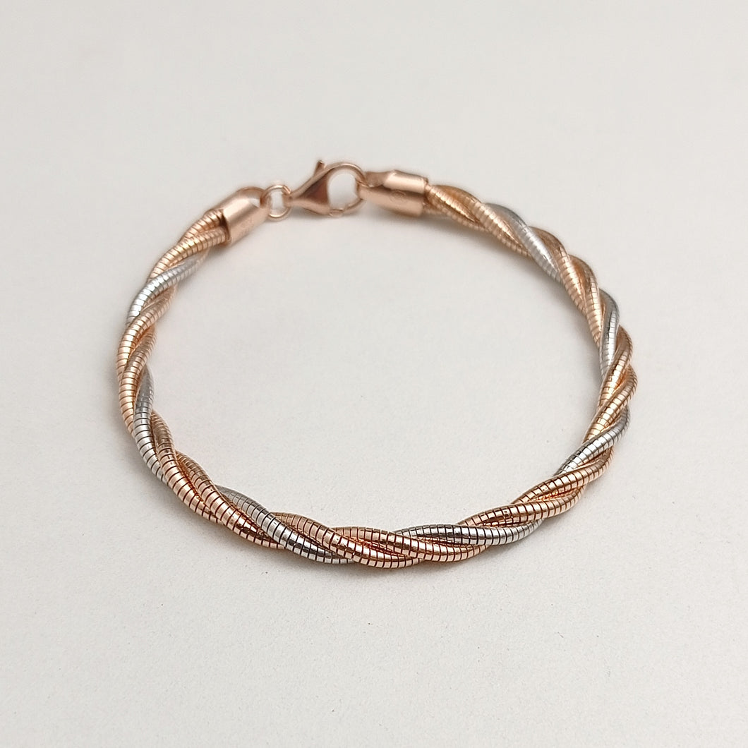 BRAIDED ROSE GOLD AND SILVER BRACELET