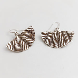 FAN SHAPE SILVER EARRINGS