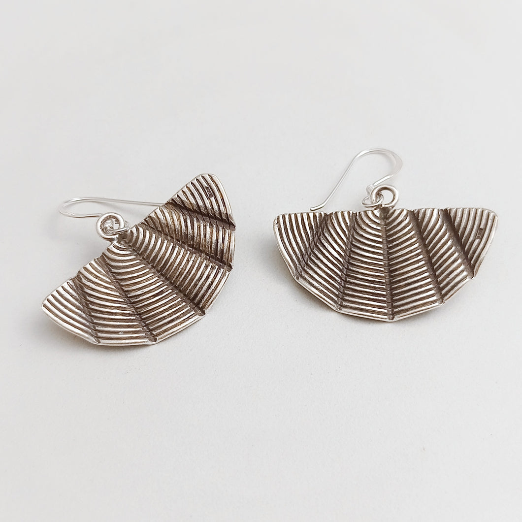FAN SHAPE SILVER EARRINGS
