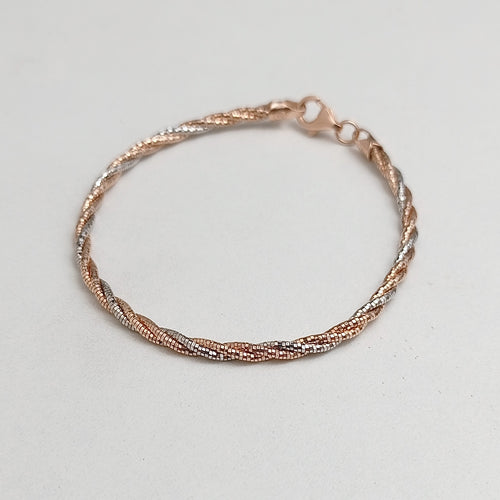 BRAIDED ROSE GOLD AND SILVER BRACELET