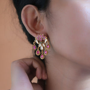 GOLD PLATED SILVER LOTUS EARRINGS