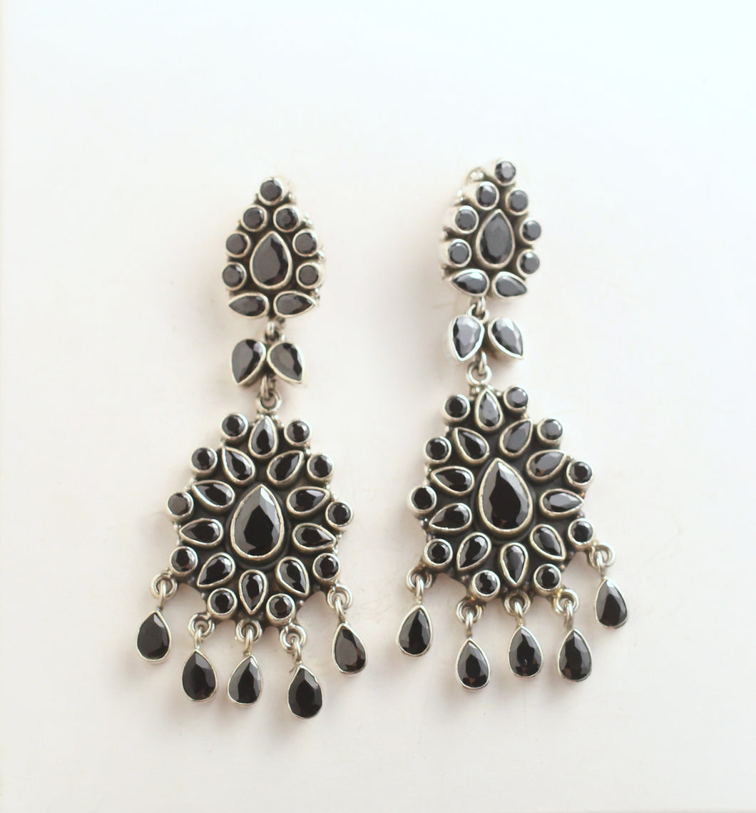 Silver black onyx earrings