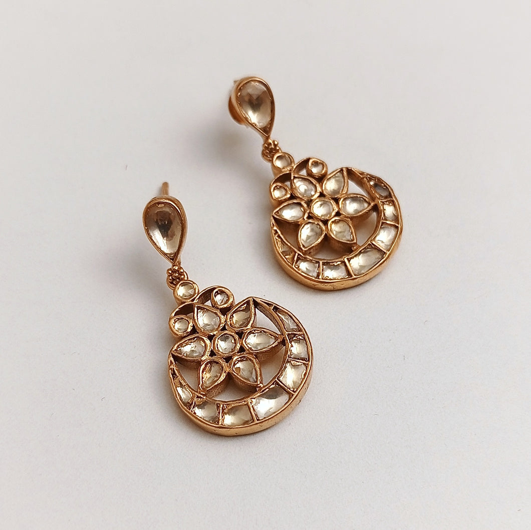 Gold plated kundan chand balis
