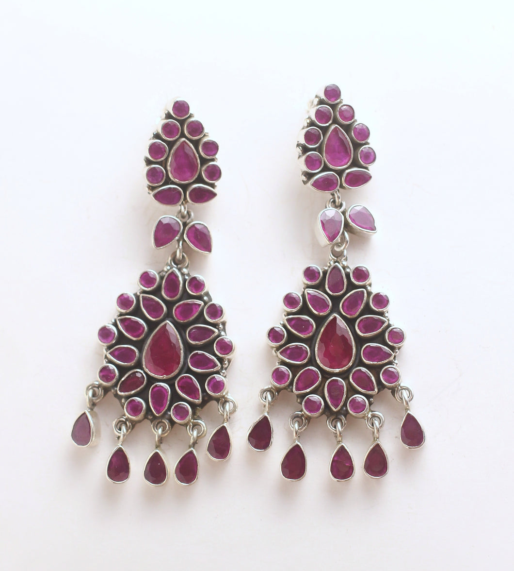 Silver ruby earrings