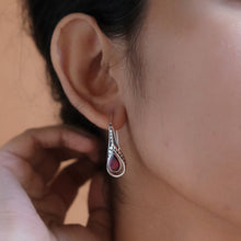 GARNET AND SILVER DOTTED EARRINGS