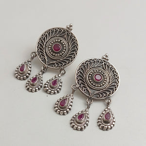 PINK STONE STUD WITH DANGLERS
