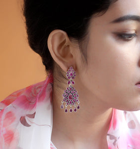 Silver ruby earrings