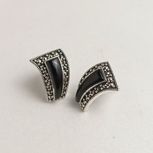 BLACK ONYX MARCASITE STUDS