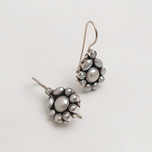 Pearl and silver earrings