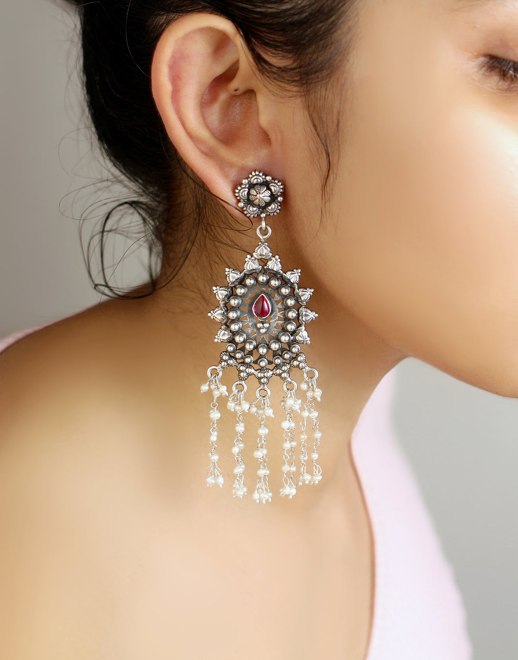 SILVER PEARL DANGLERS